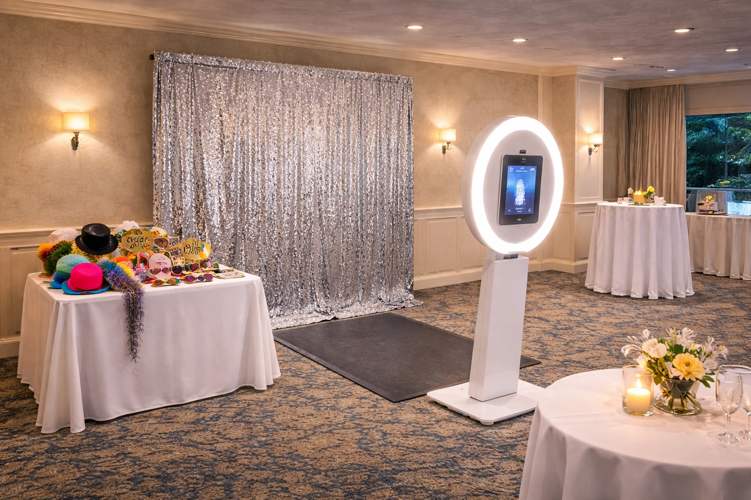 Holiday party rentals in Delaware with festive decor, winter attractions, and seasonal photo area