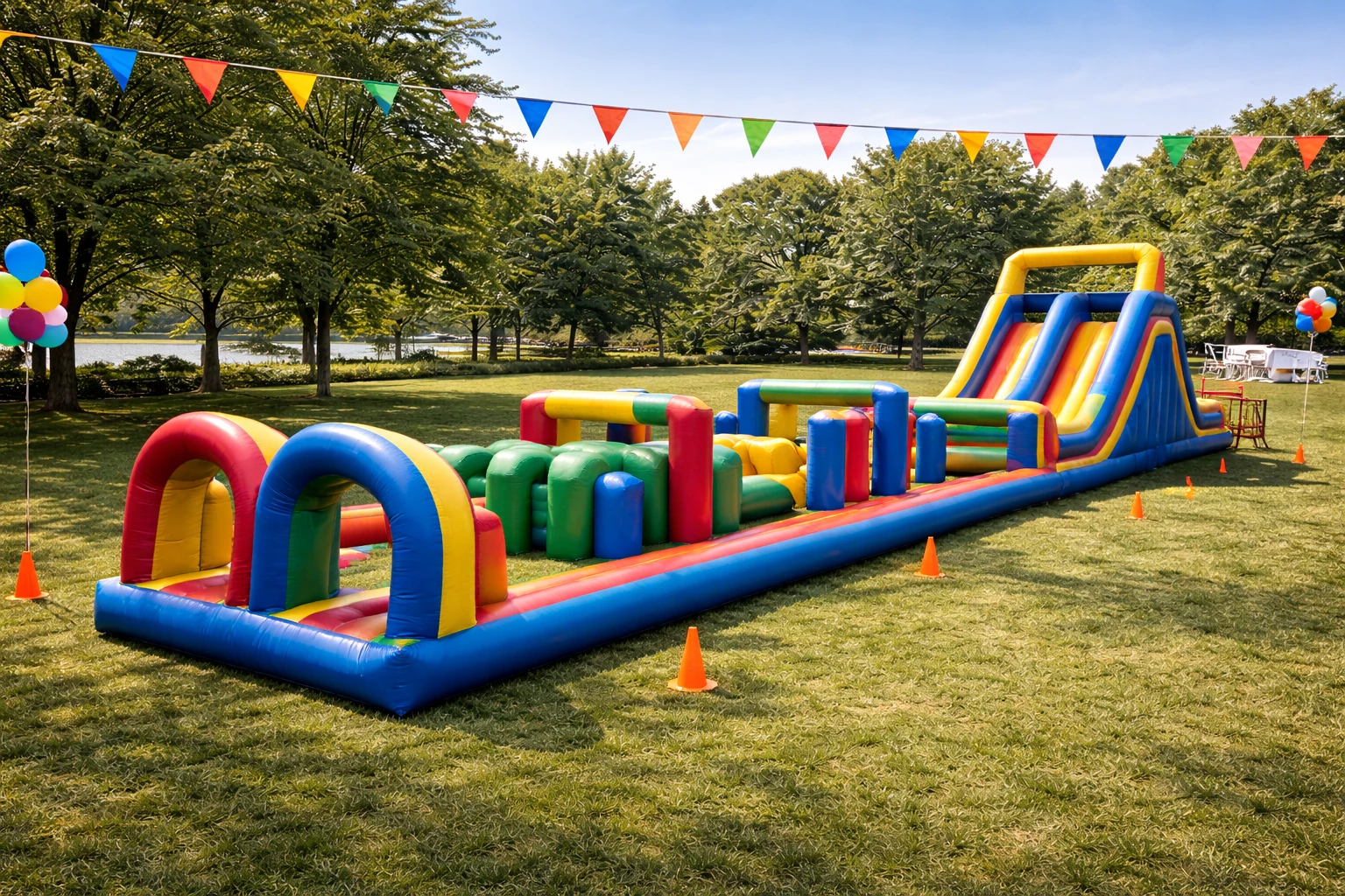 Obstacle course rentals in Delaware with inflatable race course set up for a school or festival event