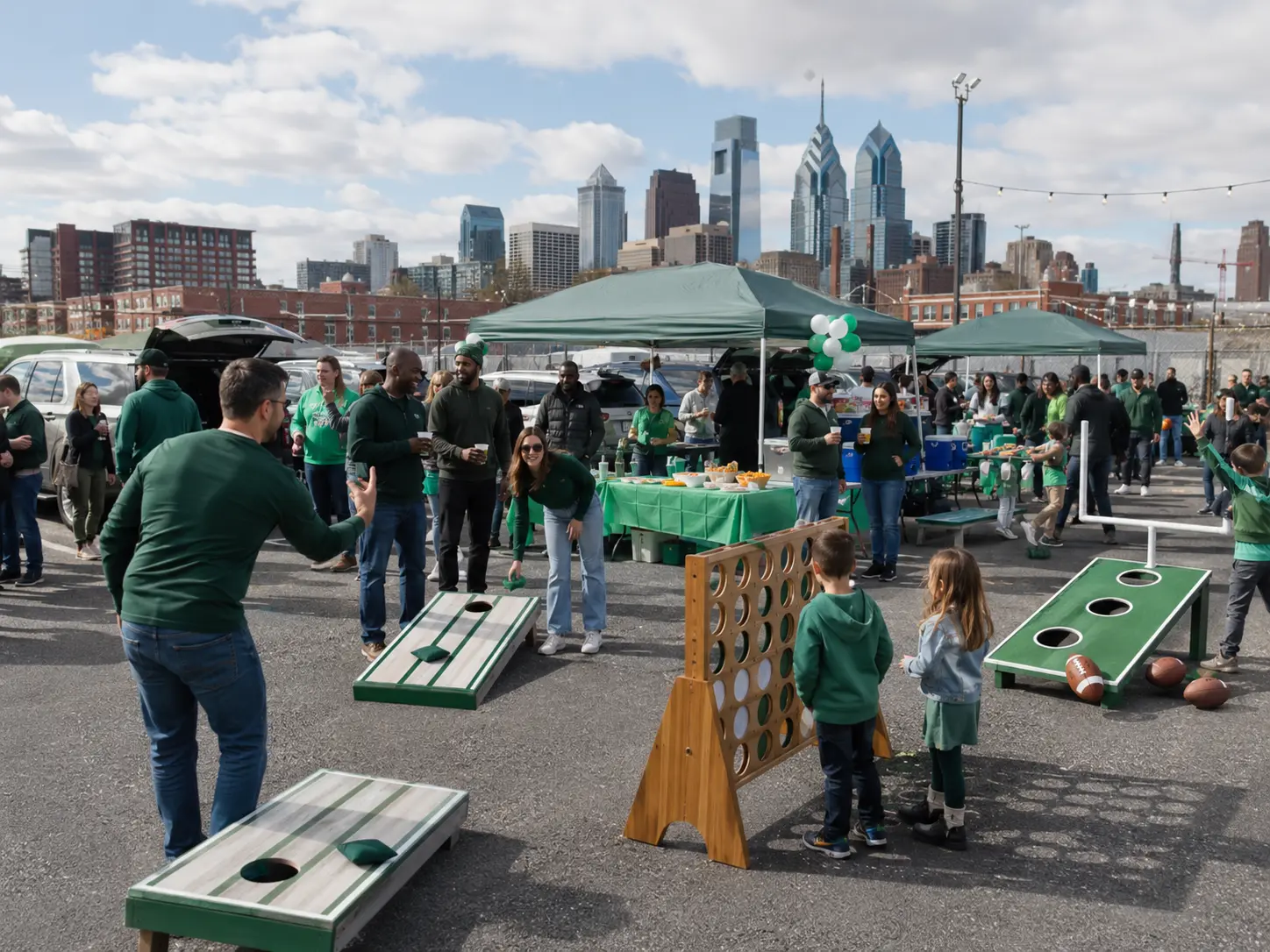Philadelphia tailgate party games with interactive rentals and concessions