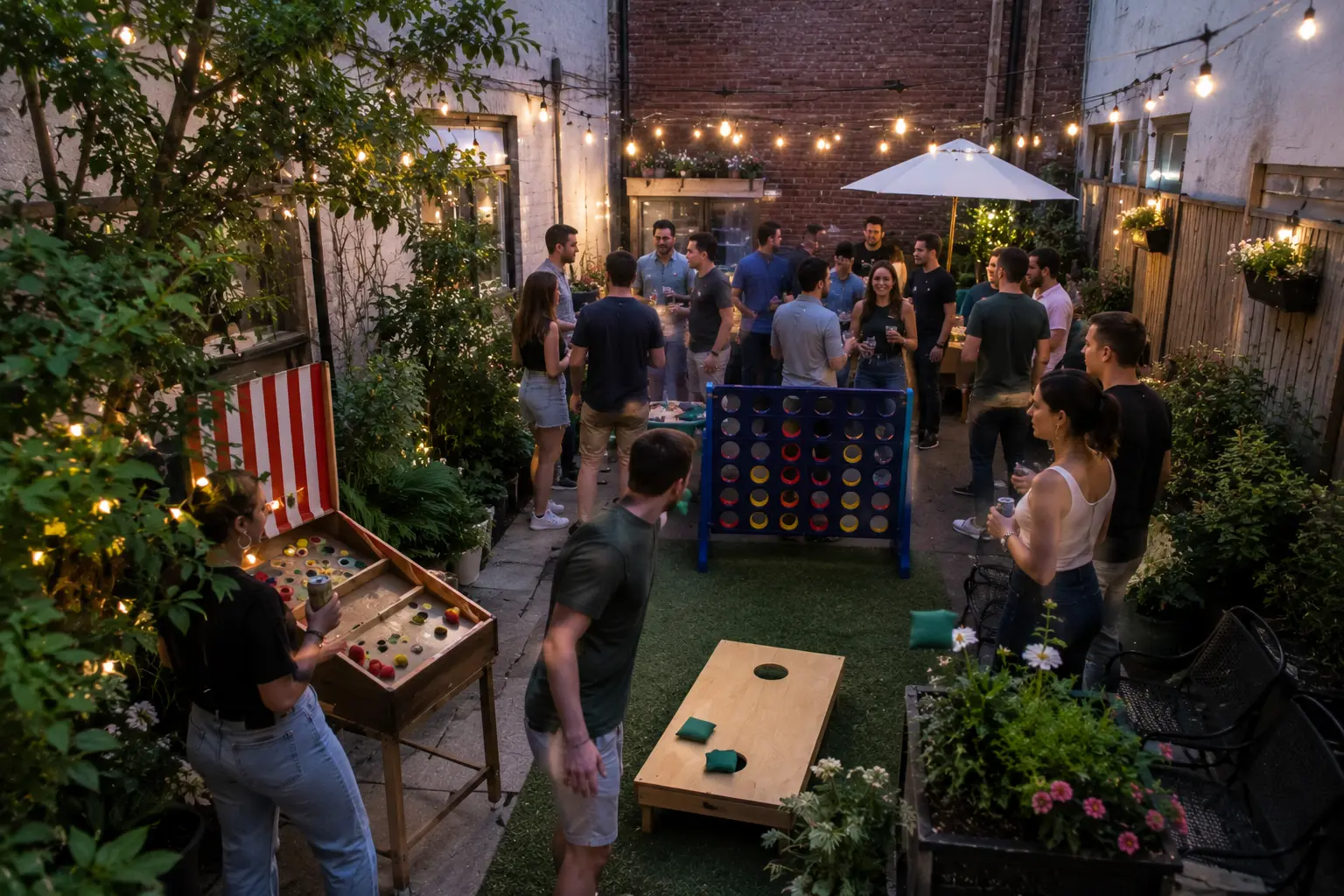 Small backyard party games in Philadelphia for rowhouse events