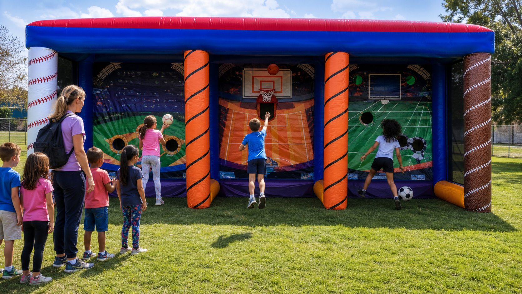 Campers rotating through a 3 In 1 Sports Zone in Blue Bell PA