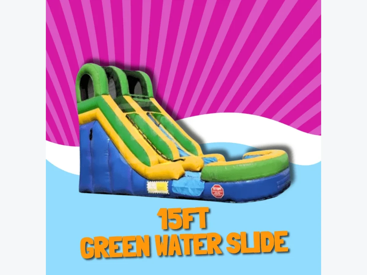 15ft Green Water Slide water slide rentals option for Tallahassee, FL