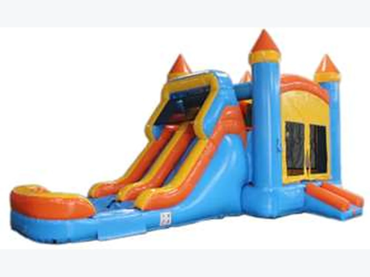 2 Lane Blue & Orange Combo Wet or Dry Combo Bounce Houses bounce house rentals option for Richmond, VA