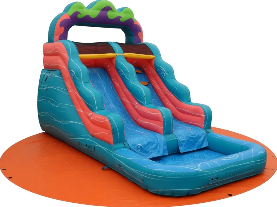 20ft Surf's Up Dual Lane Slide with Pool water slide rentals option for Port St. Lucie, FL