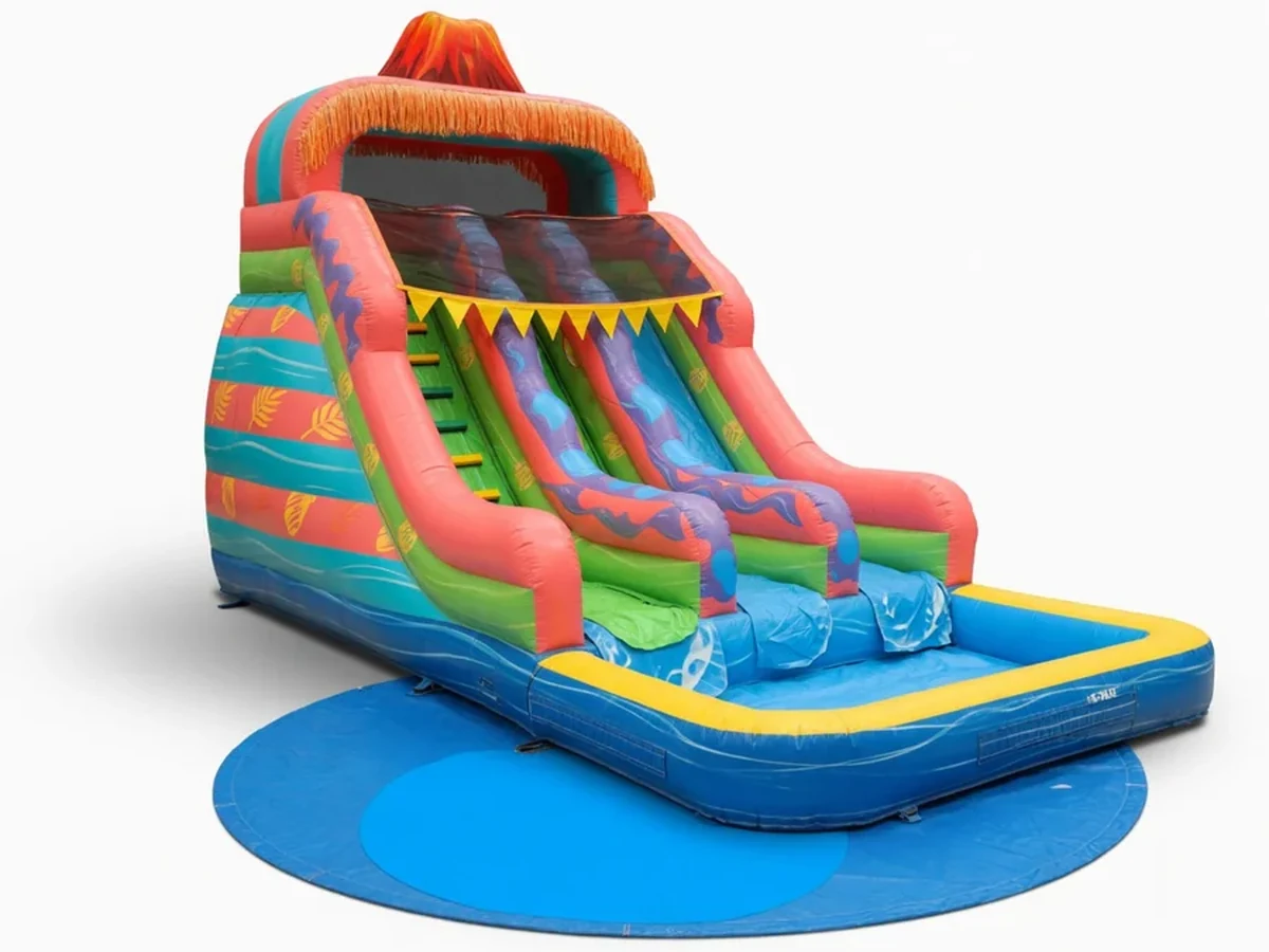 20FT tall Dual lane Island Drop water slide with pool water slide rentals option for Macon, GA