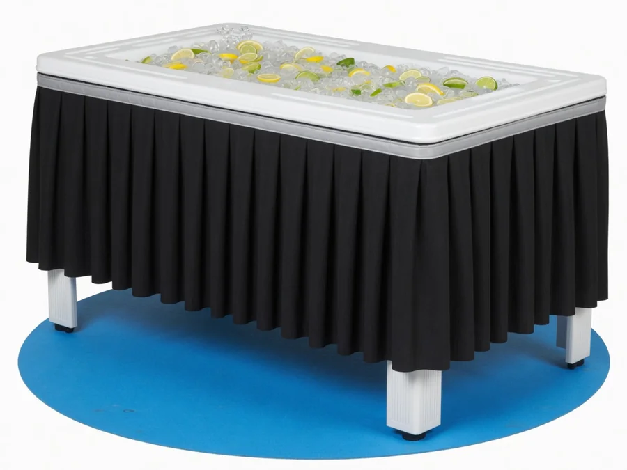 4-Foot Chill and Fill Table With Black Skirt table and chair rentals option for East Providence, RI