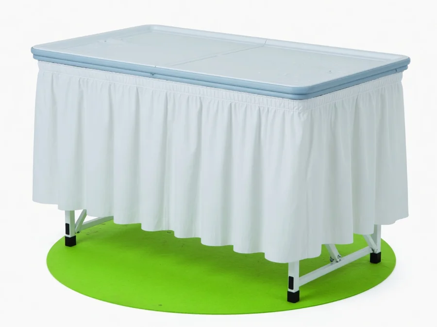 4-Foot Chill and Fill Table With White Skirt table and chair rentals option for East Providence, RI