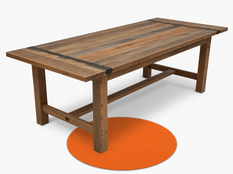 40"x103" Natural Farm Table table and chair rentals option for Bangor, ME