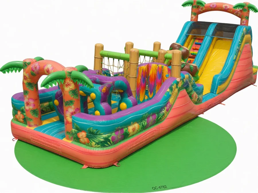 50' Tropical obstacle wet or dry obstacle course rentals option for Tampa, FL