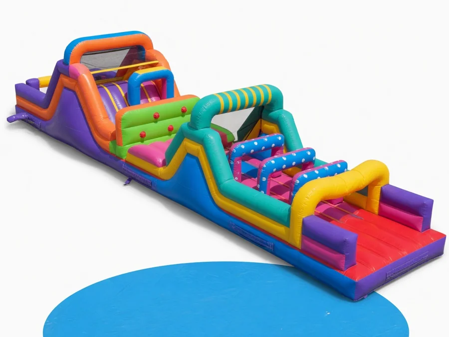 50ft Multi Color Obstacle Course wet or dry obstacle course rentals option for Tampa, FL