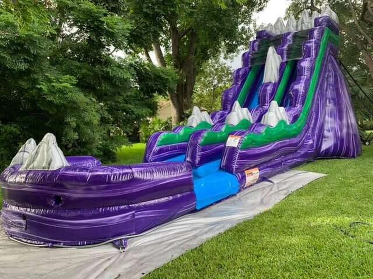 51-Foot Dual Lane Wet Obstacle Course water slide rentals option for Asheville, NC