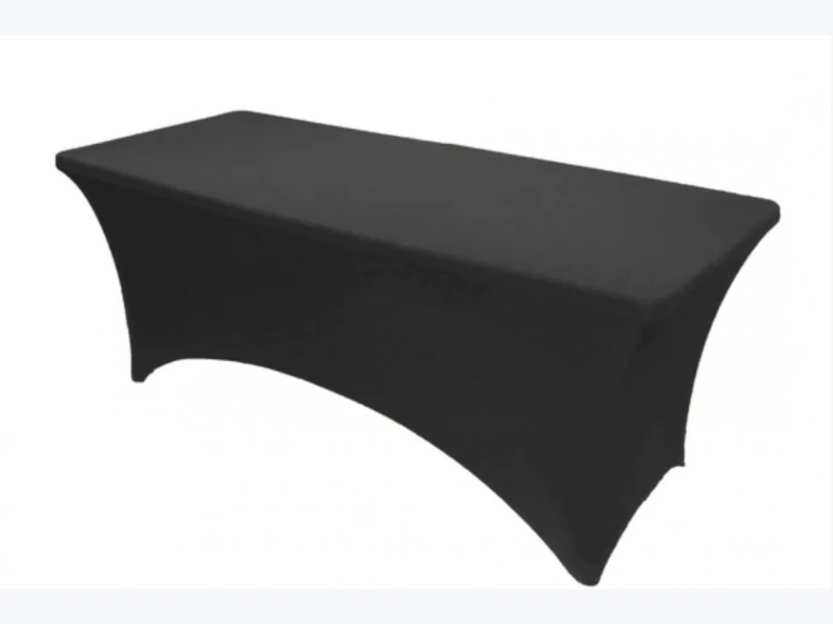 6 FT Black Spandex Table covering table and chair rentals option for Jacksonville, FL
