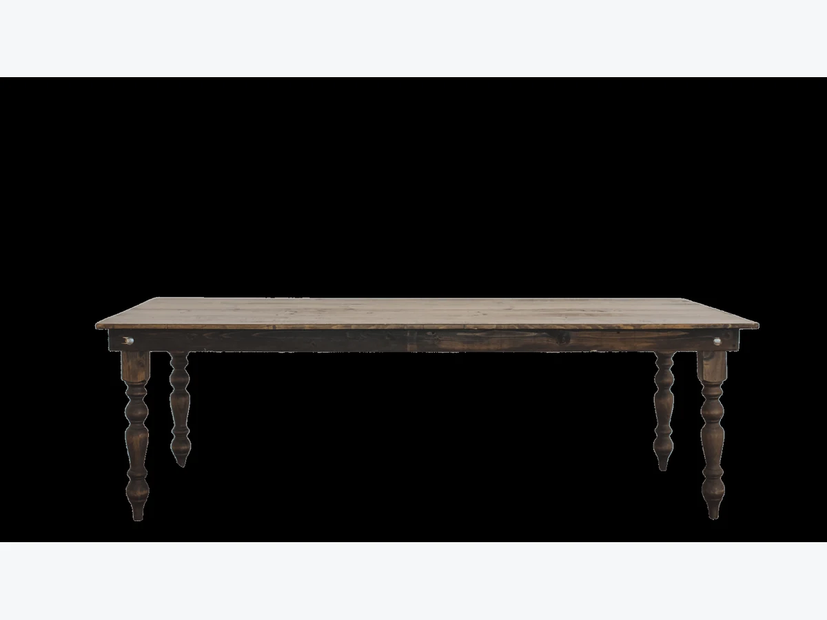 8-Foot Rustic Farm Table table and chair rentals option for Tallahassee, FL