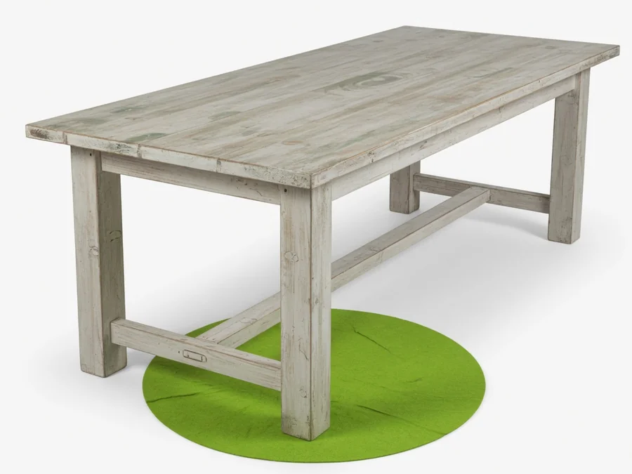 8-Foot White Washed Farmhouse Table table and chair rentals option for East Providence, RI
