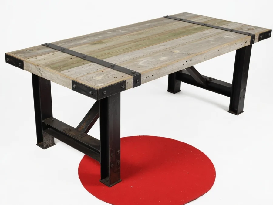 8 X 42 Driftwood Industrial Farm Table table and chair rentals rental option in Lynn, MA