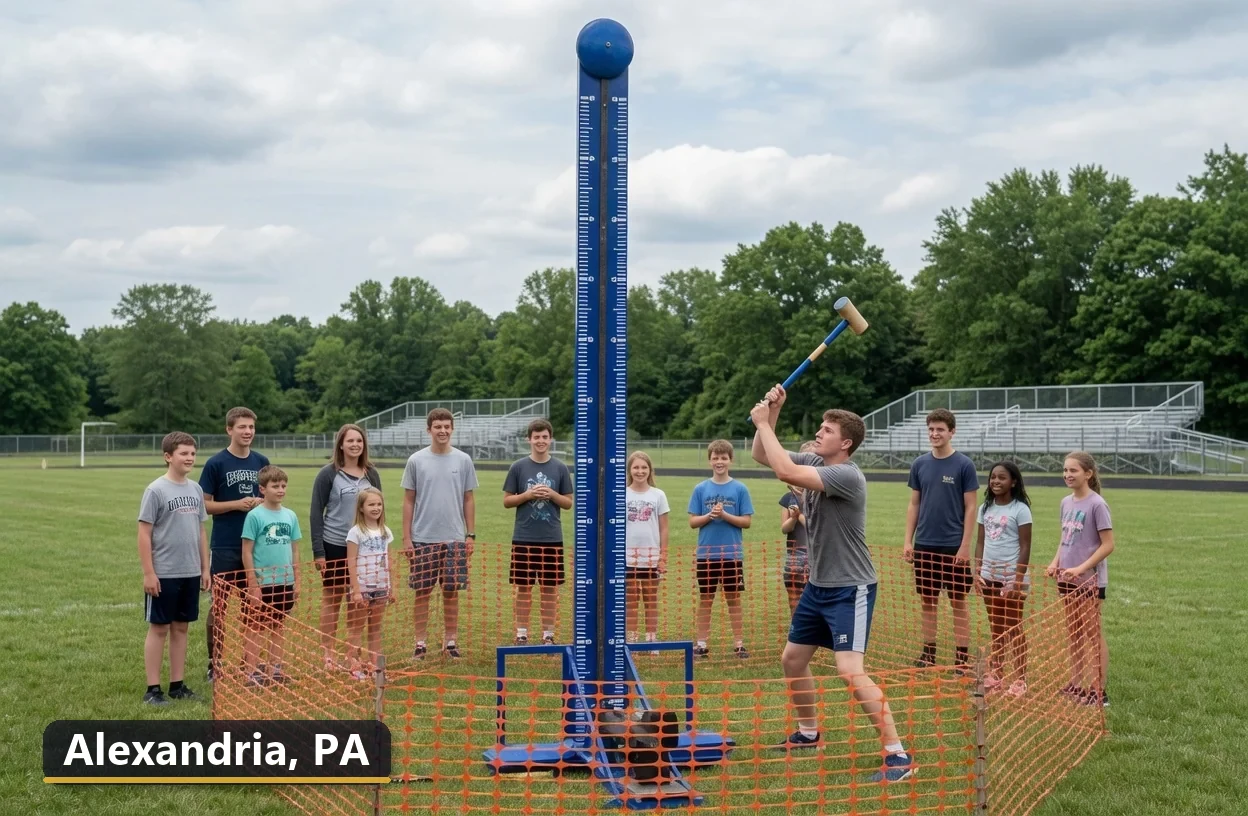 High striker carnival game rental in Alexandria, Pennsylvania for field days, parties and events