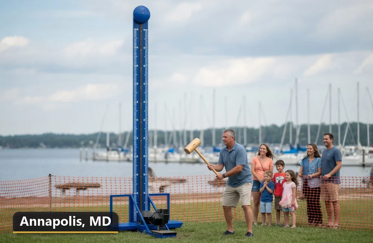 High striker carnival game rental in Annapolis, Maryland for field days, parties and events