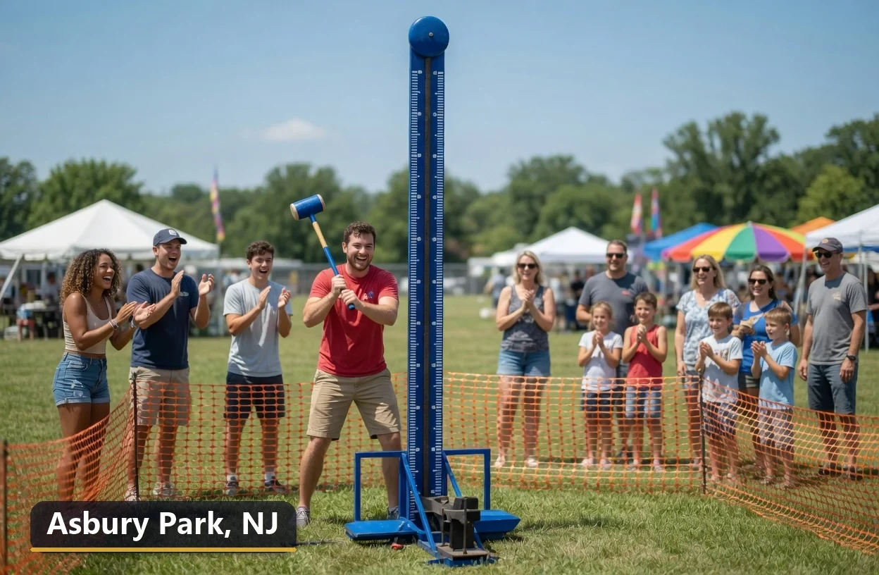 High striker carnival game rental in Asbury Park, New Jersey for field days, parties and events