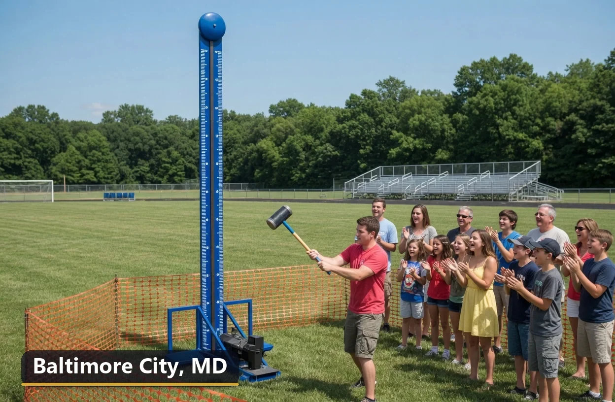 High striker carnival game rental in Baltimore City, Maryland for field days, parties and events