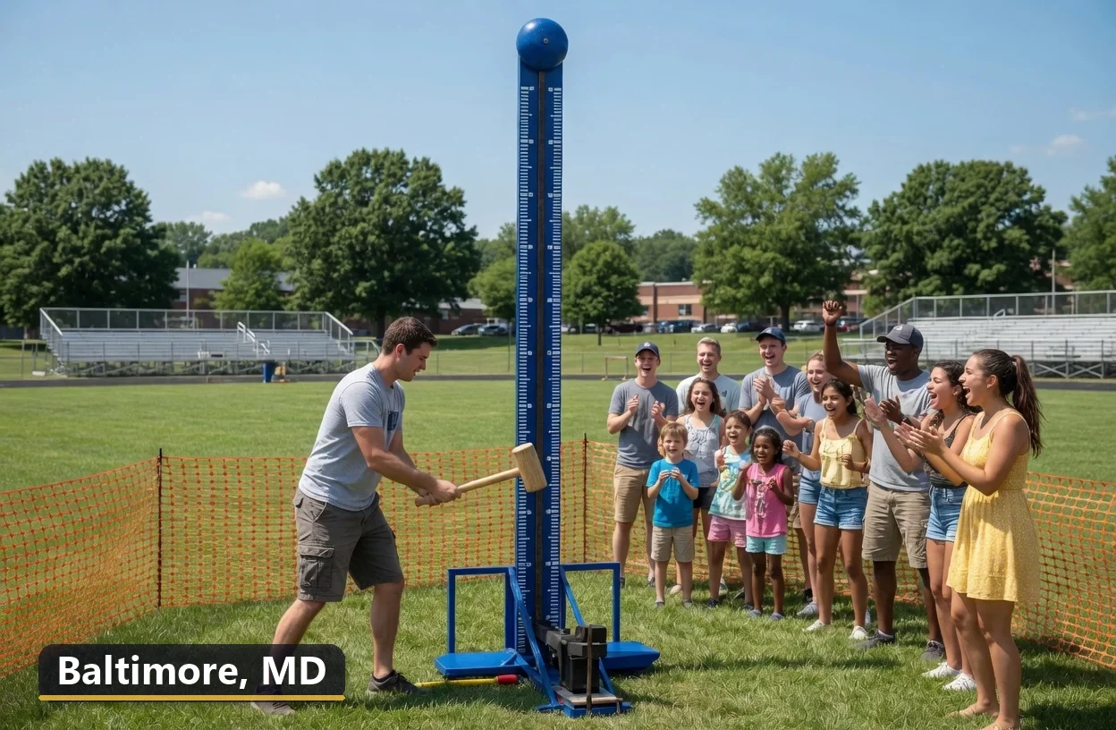 High striker carnival game rental in Baltimore, Maryland for field days, parties and events