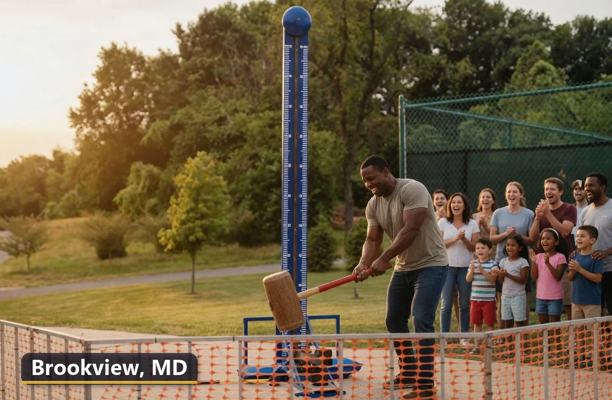 High striker carnival game rental in Brookview, Maryland for field days, parties and events