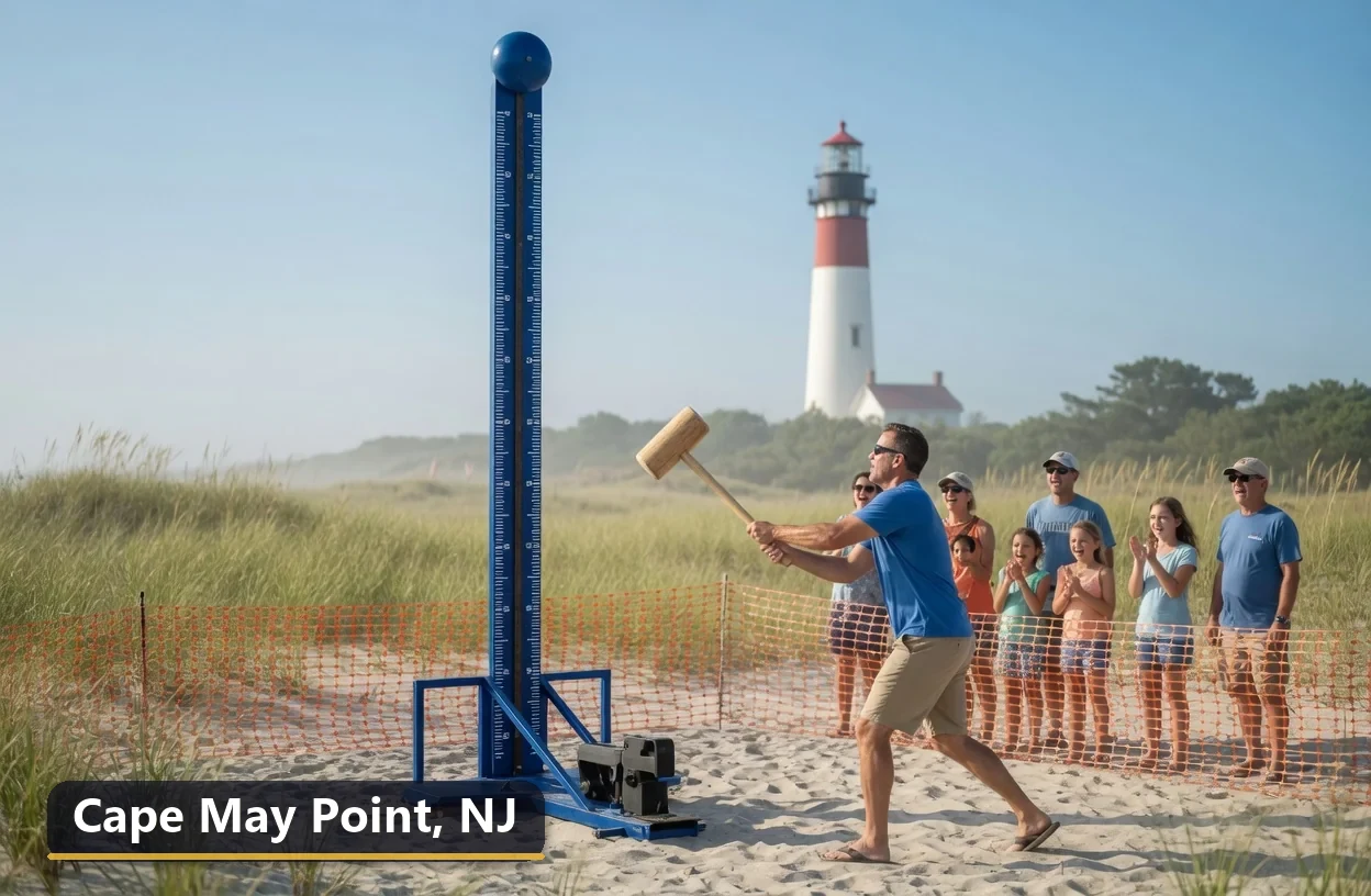 High striker carnival game rental in Cape May Point, New Jersey for field days, parties and events
