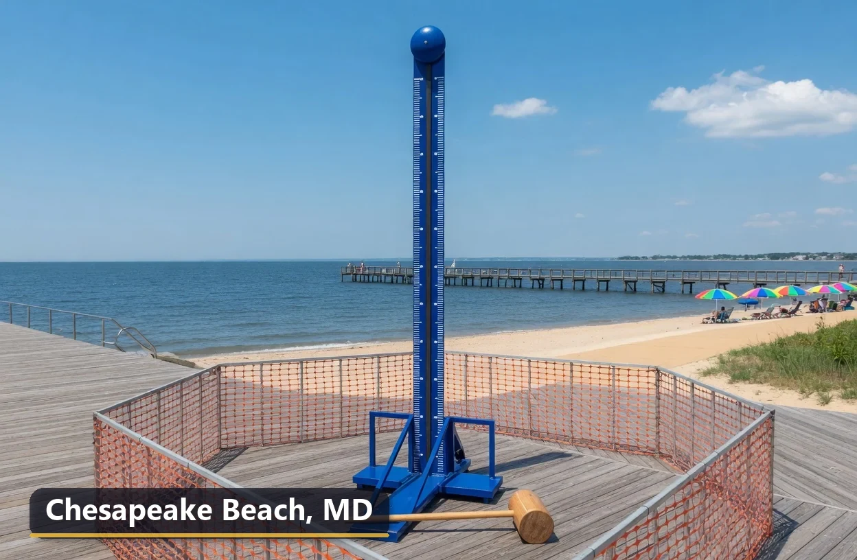 High striker carnival game rental in Chesapeake Beach, Maryland for field days, parties and events