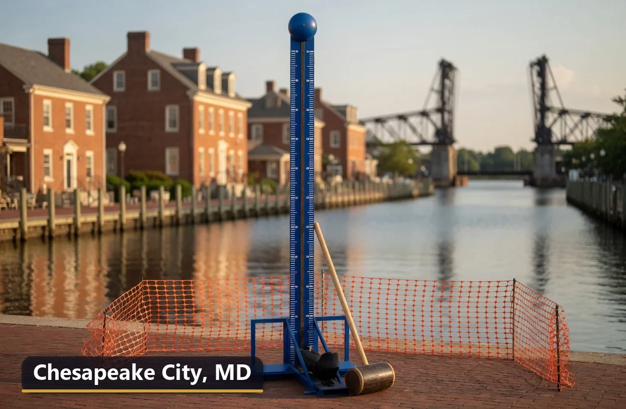 High striker carnival game rental in Chesapeake City, Maryland for field days, parties and events