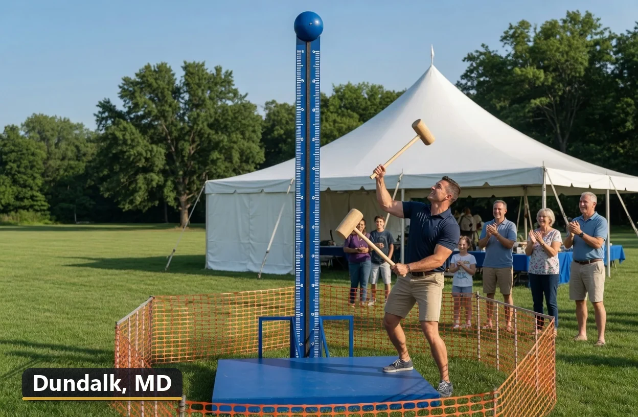 High striker carnival game rental in Dundalk, Maryland for field days, parties and events
