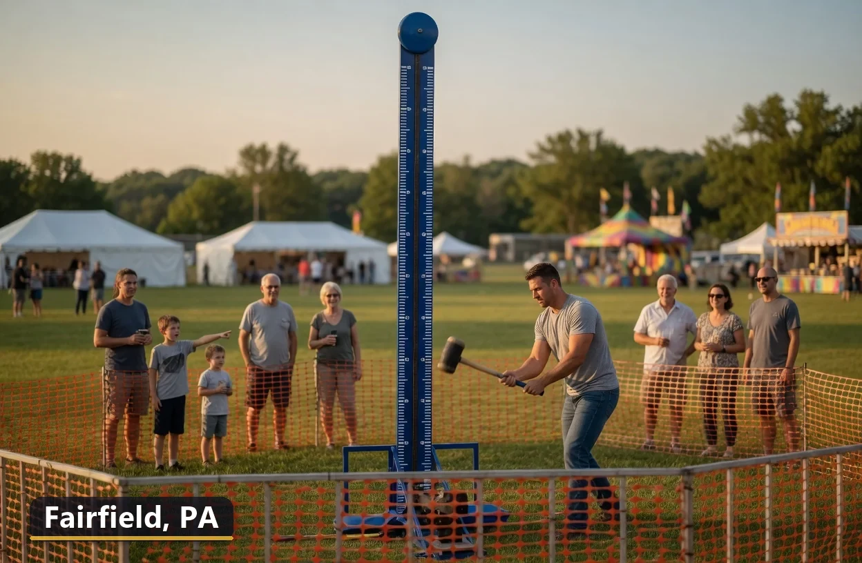 High striker carnival game rental in Fairfield, Pennsylvania for field days, parties and events