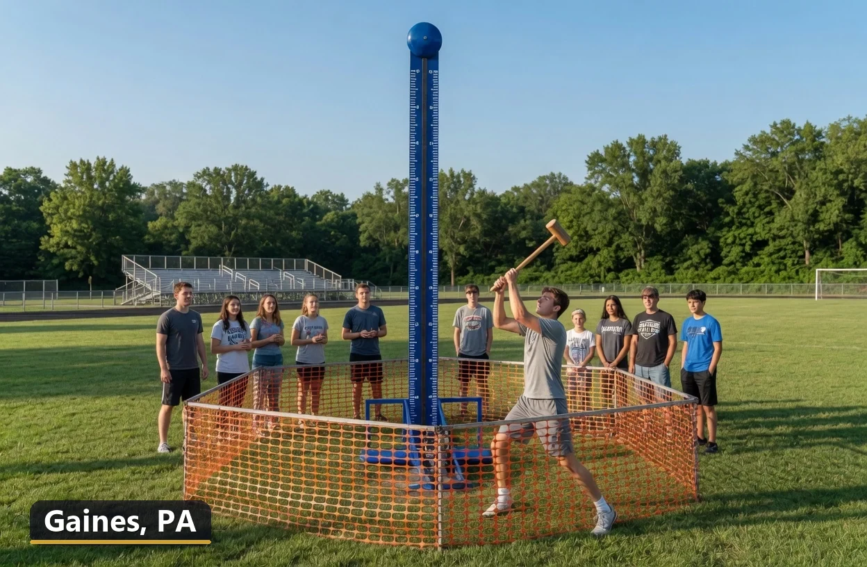 High striker carnival game rental in Gaines, Pennsylvania for field days, parties and events