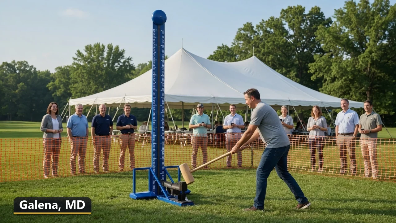 High striker carnival game rental in Galena, Maryland for field days, parties and events