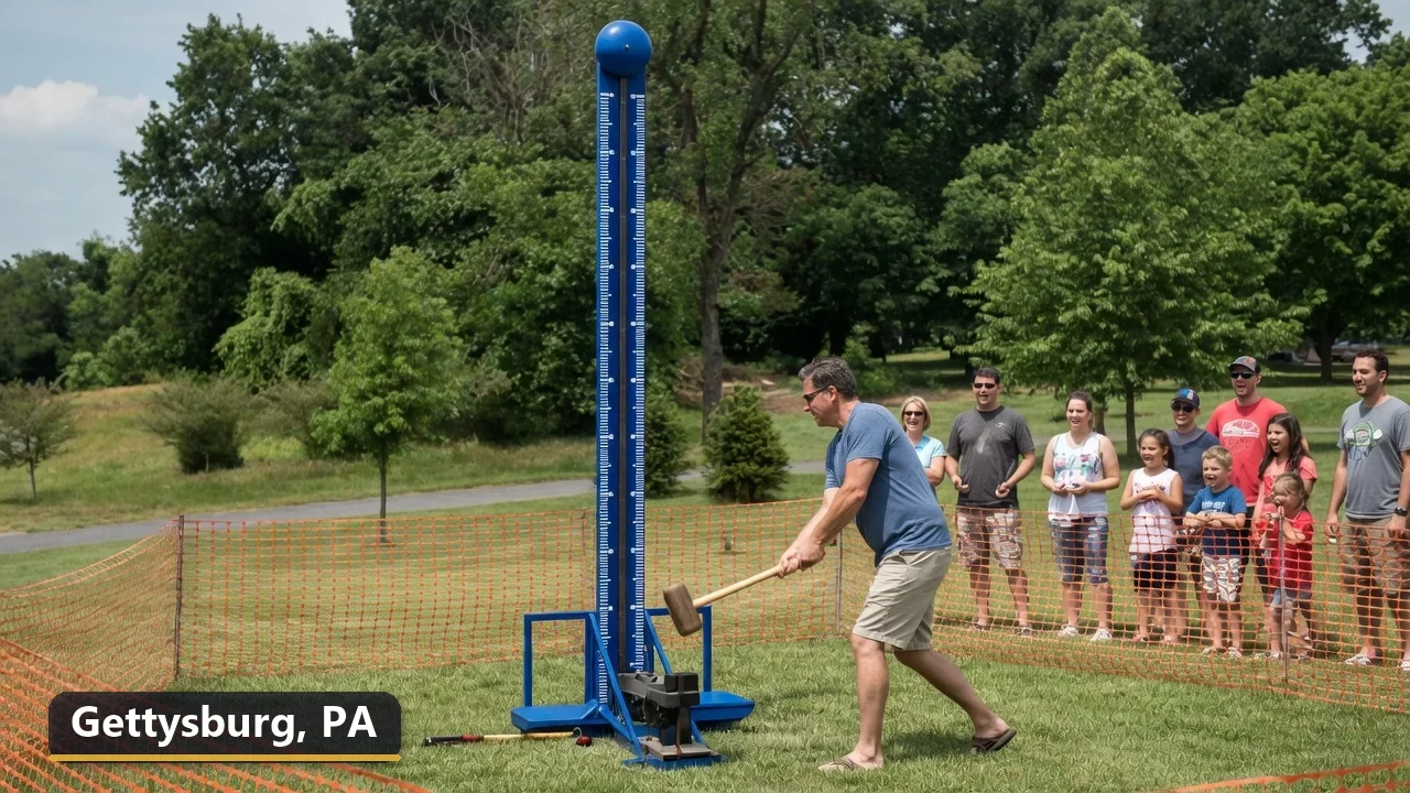 High striker carnival game rental in Gettysburg, Pennsylvania for field days, parties and events