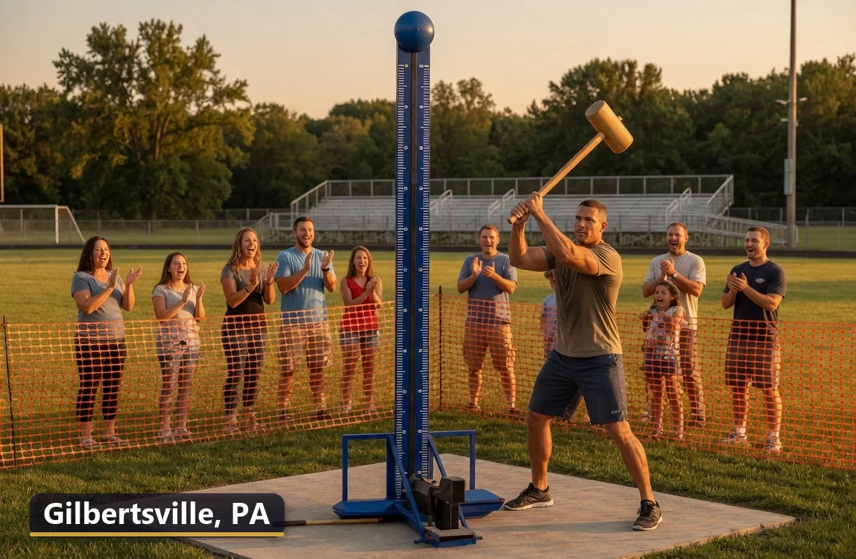 High striker carnival game rental in Gilbertsville, Pennsylvania for field days, parties and events