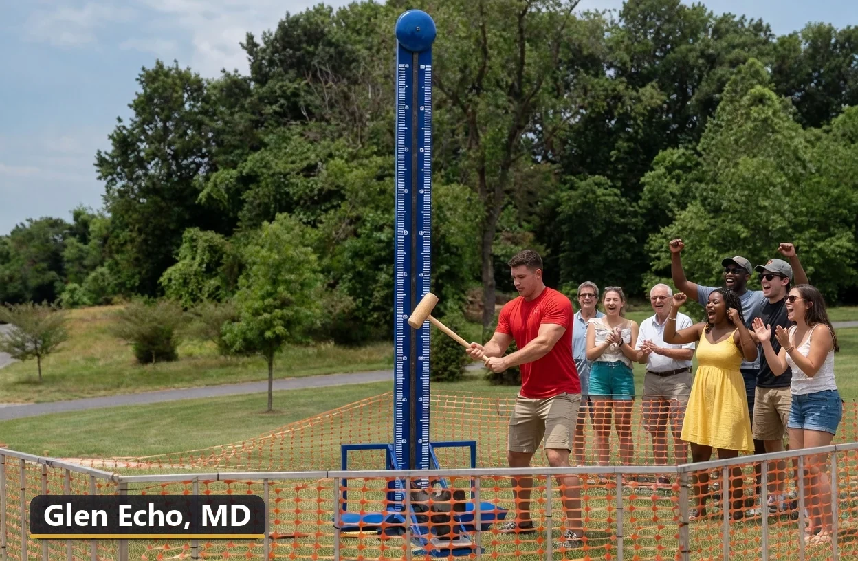 High striker carnival game rental in Glen Echo, Maryland for field days, parties and events
