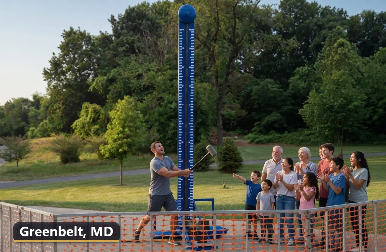 High striker carnival game rental in Greenbelt, Maryland for field days, parties and events