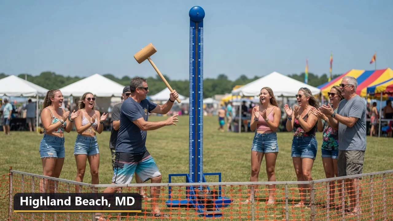 High striker carnival game rental in Highland Beach, Maryland for field days, parties and events