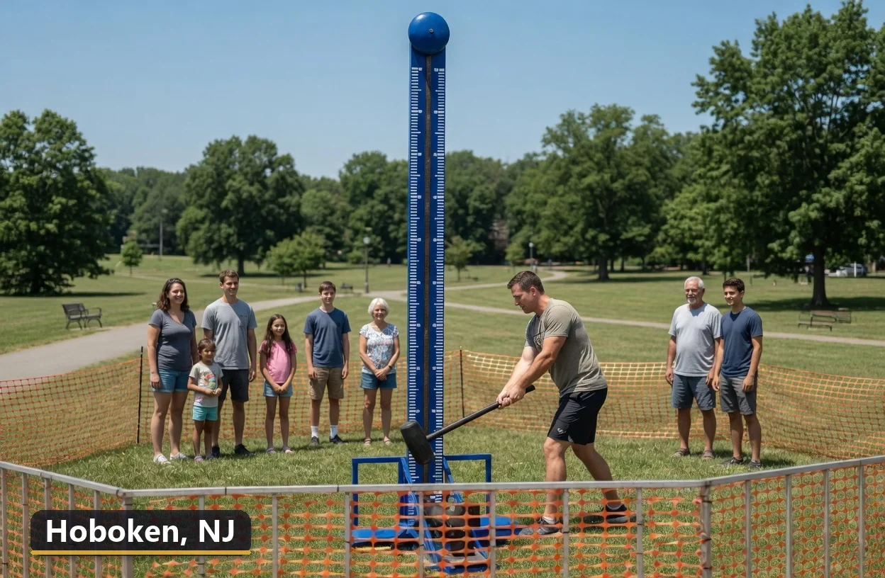 High striker carnival game rental in Hoboken, New Jersey for field days, parties and events