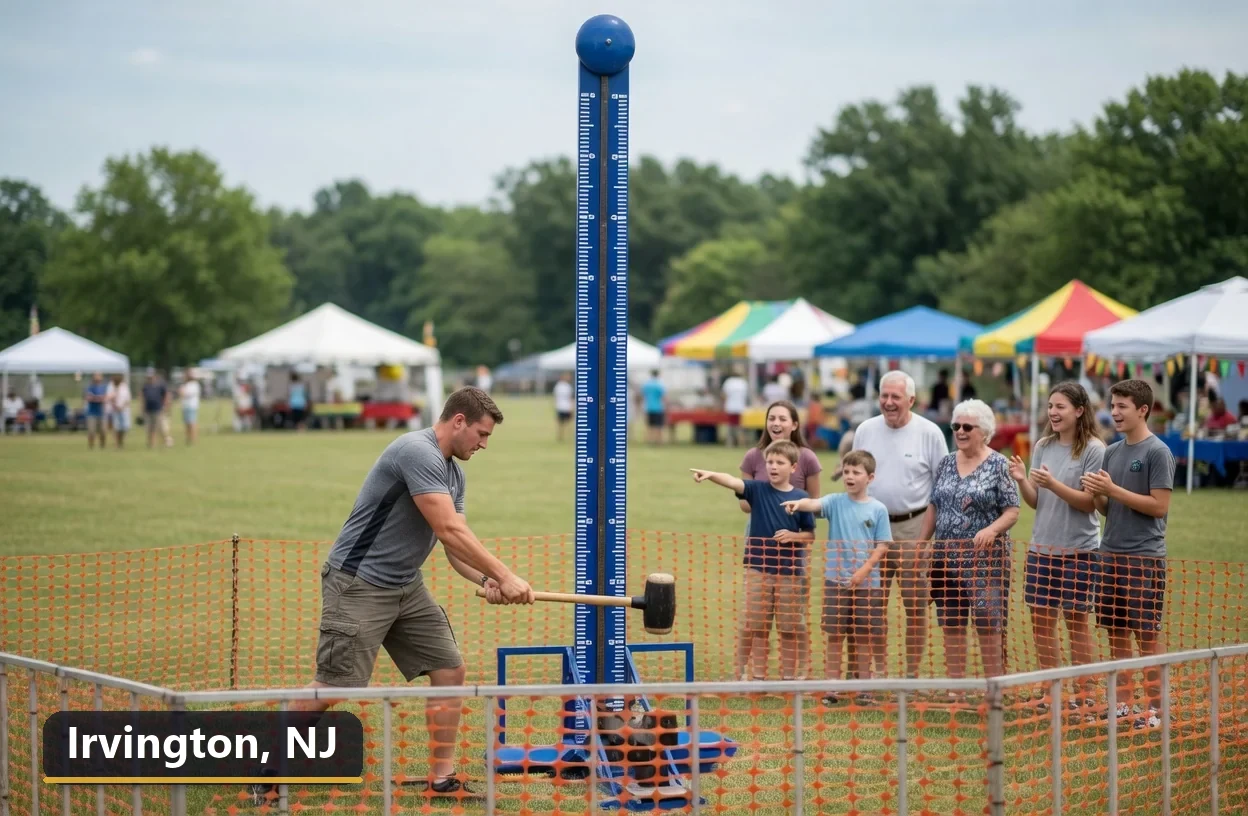 High striker carnival game rental in Irvington, New Jersey for field days, parties and events