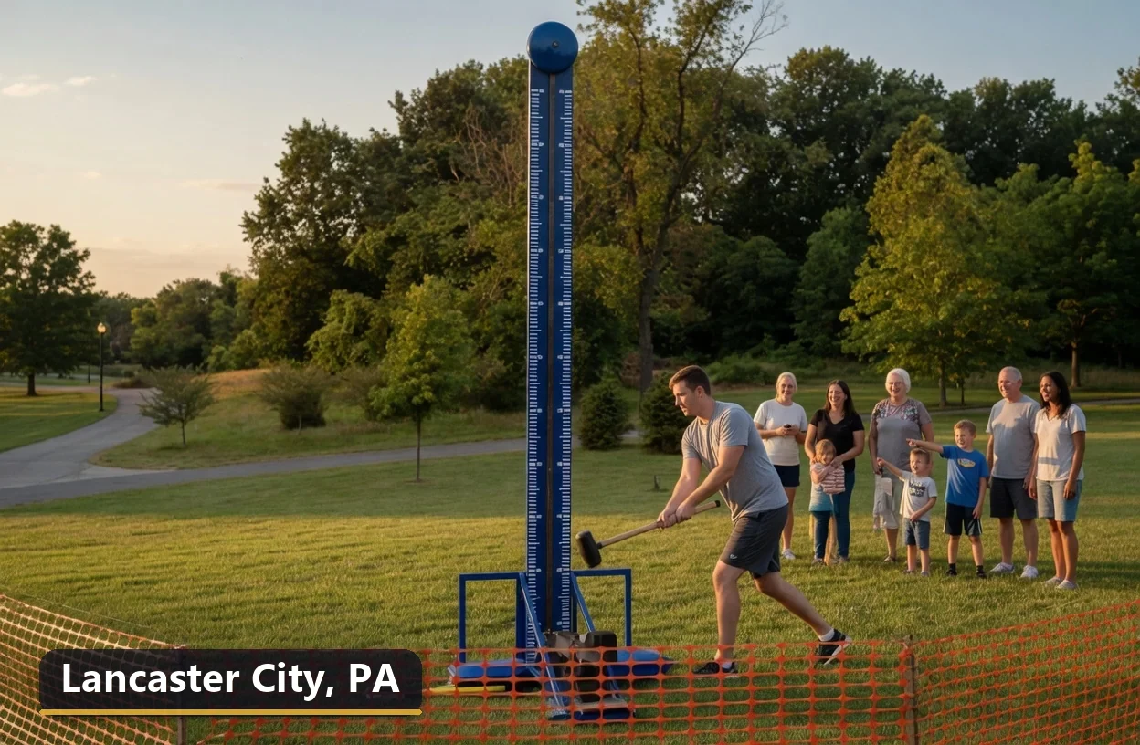 High striker carnival game rental in Lancaster City, Pennsylvania for field days, parties and events