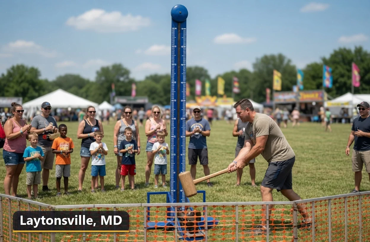 High striker carnival game rental in Laytonsville, Maryland for field days, parties and events