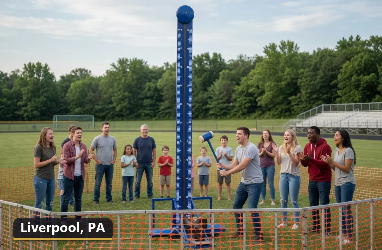 High striker carnival game rental in Liverpool, Pennsylvania for field days, parties and events