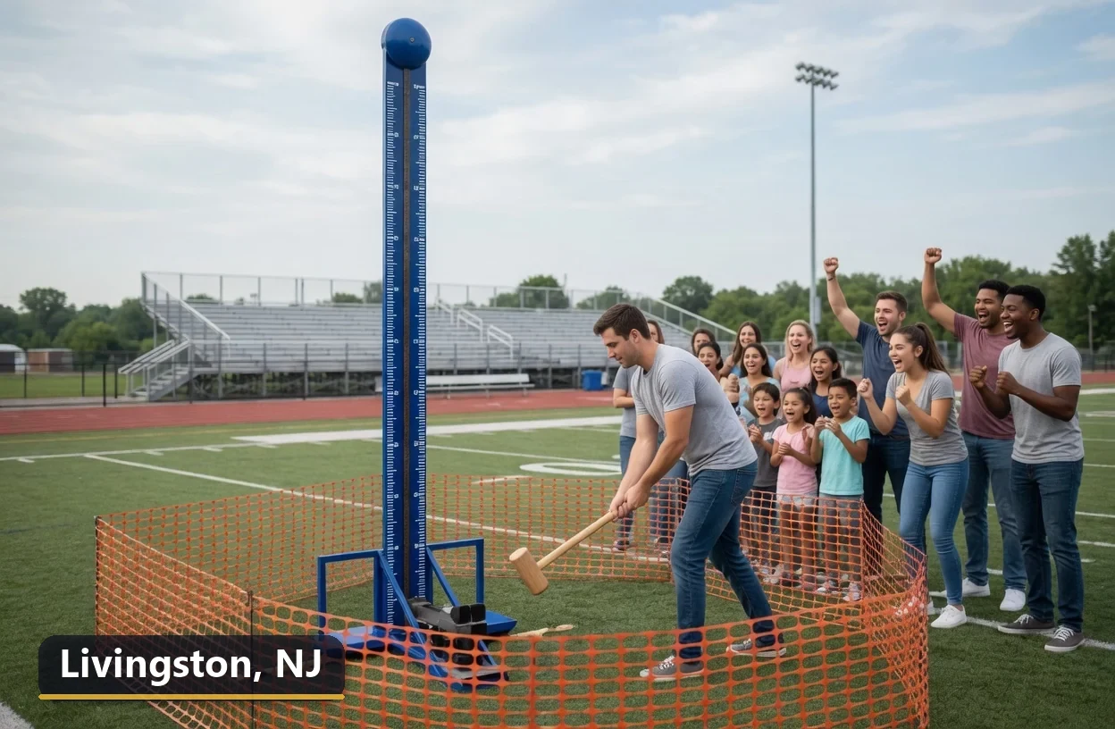 High striker carnival game rental in Livingston, New Jersey for field days, parties and events