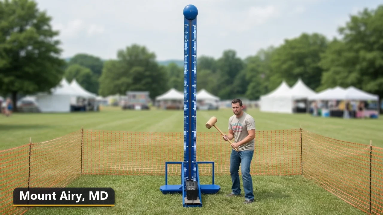 High striker carnival game rental in Mount Airy, Maryland for field days, parties and events