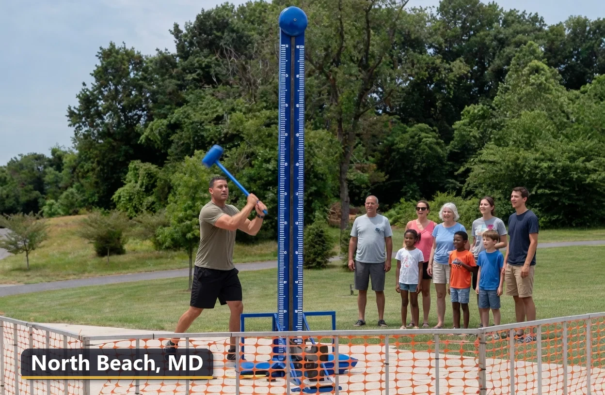 High striker carnival game rental in North Beach, Maryland for field days, parties and events
