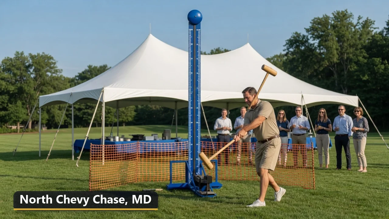 High striker carnival game rental in North Chevy Chase, Maryland for field days, parties and events