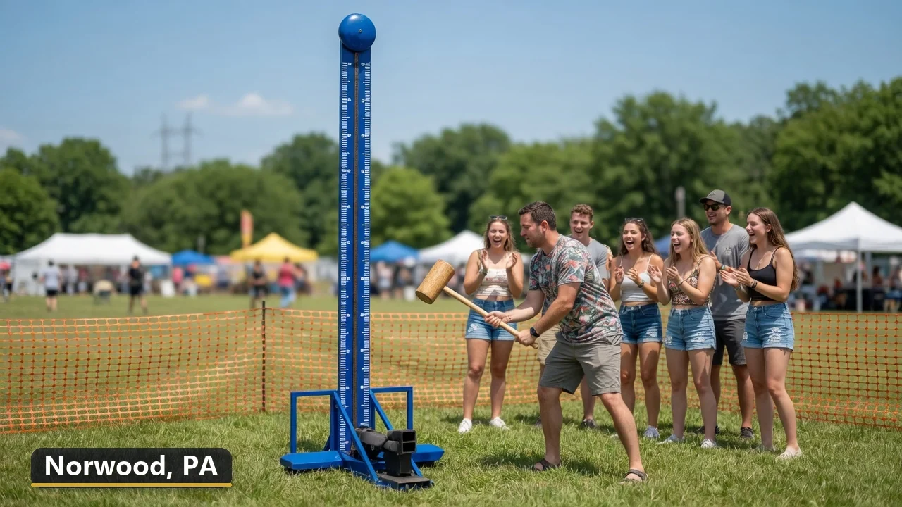 High striker carnival game rental in Norwood, Pennsylvania for field days, parties and events