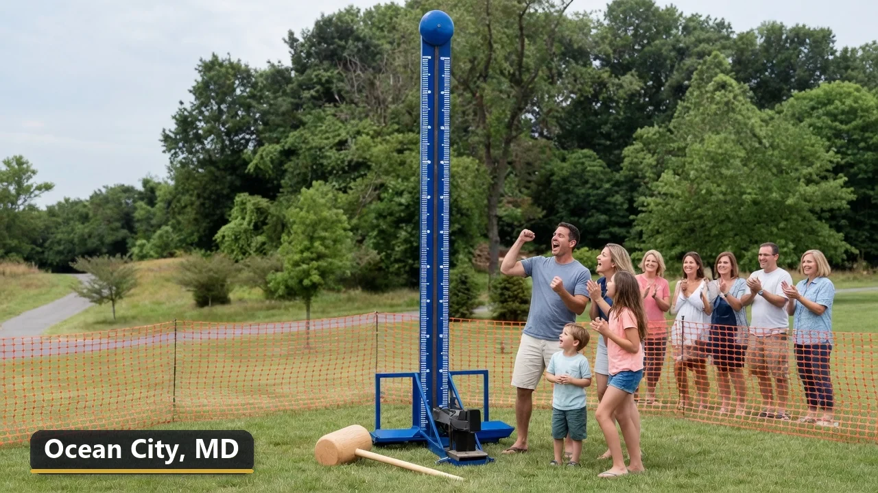 High striker carnival game rental in Ocean City, Maryland for field days, parties and events