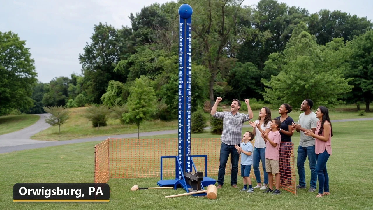 High striker carnival game rental in Orwigsburg, Pennsylvania for field days, parties and events