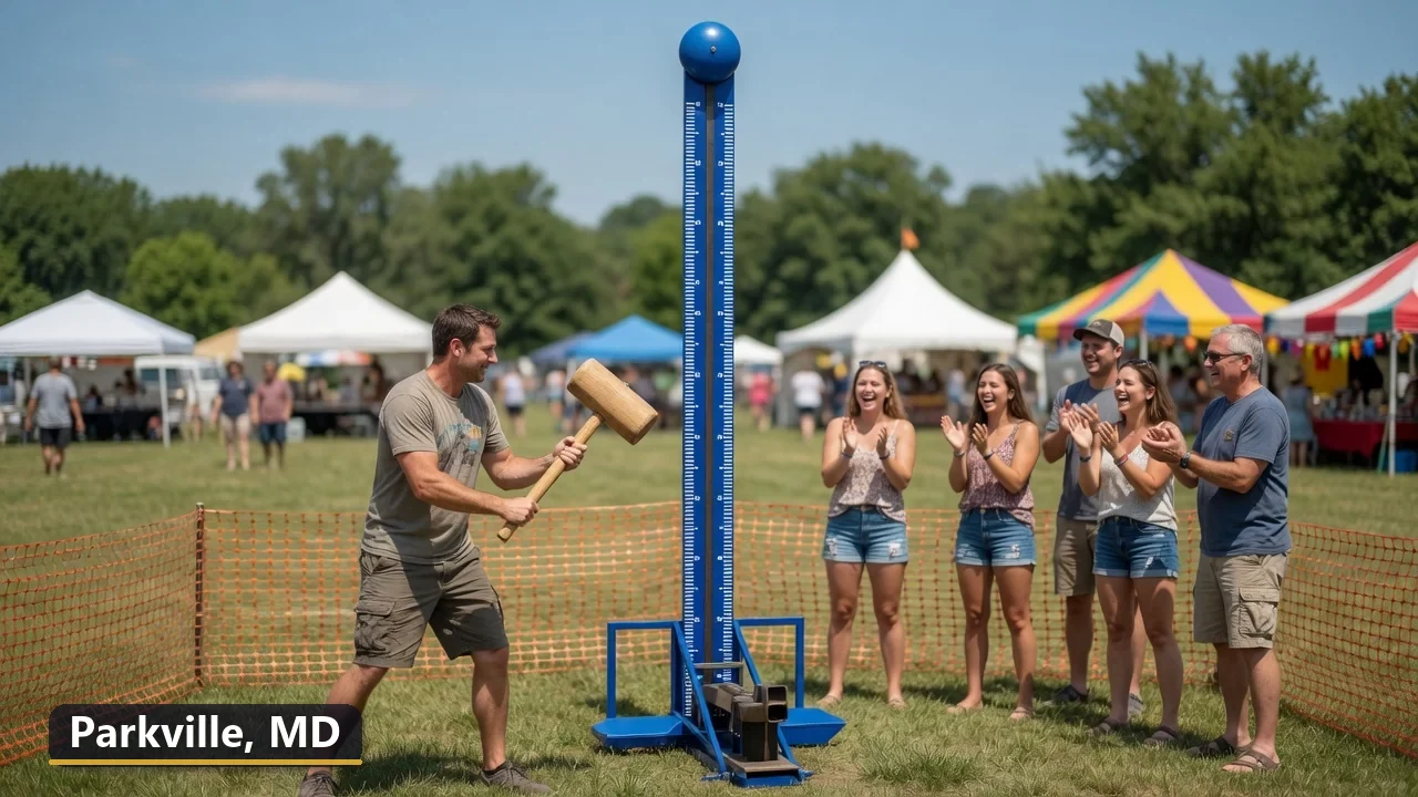 High striker carnival game rental in Parkville, Maryland for field days, parties and events